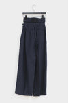 mame kurogouchi viscose hemp high waist pants MM22SS PT036 navy blue